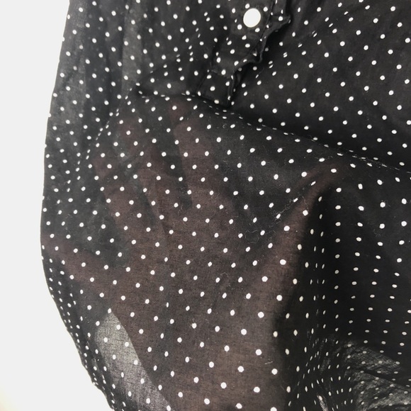Old Navy Black Ruffle Blouse with White Polka Dots - Picture 4 of 6